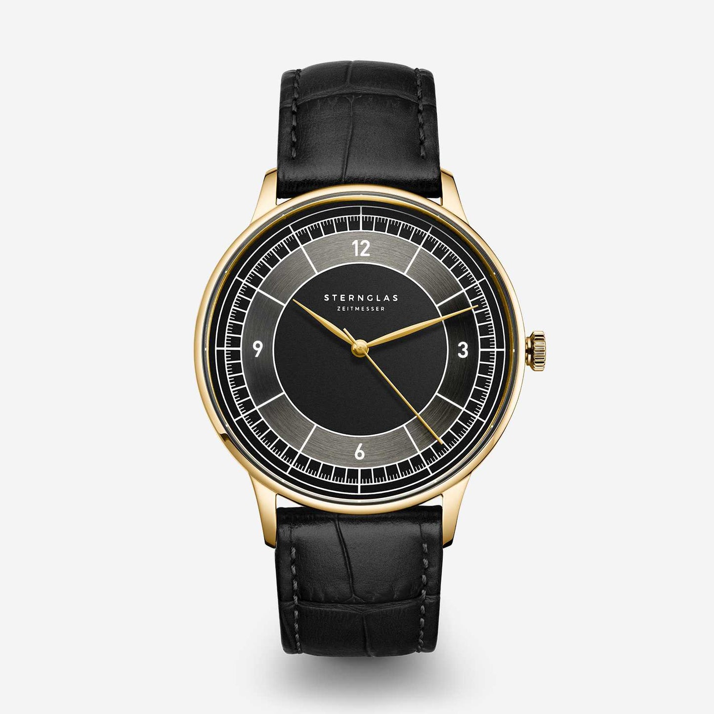 popup|Satined dial with circular brushes|Multiple concentric circles are divided into the eponymous sectors with lines. In addition, the hour ring of the satined dial has a circular brushing. This division ensures functional, optical clarity and makes for particularly easy reading.