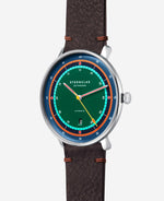 popup|Curved dial|The high-contrast satin-finish dial with fine curvature gives the model a colourful character.