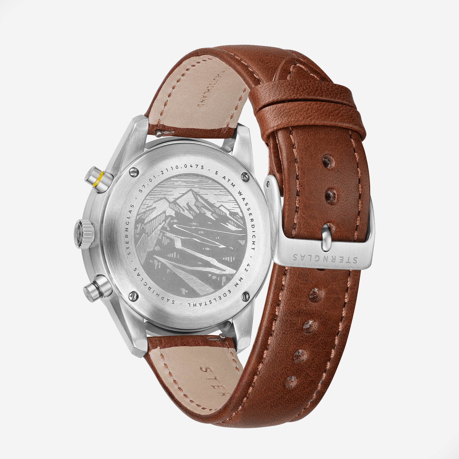 popup|"Furka Pass" case back engraving|The case back is adorned with a tactile engraving of the world-famous Alpine pass, which is particularly popular among vintage car and James Bond fans.