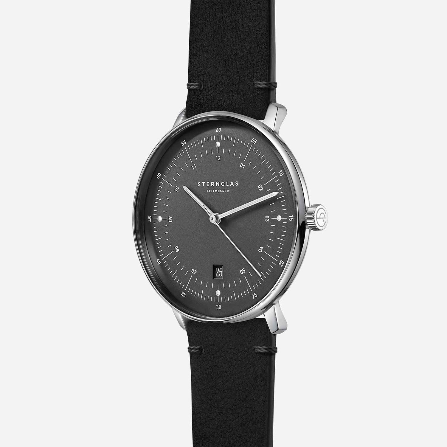 Sternglas S01-HH11-VI15 Men's Hamburg Grey Leather Strap Wristwatch