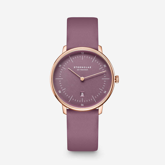 popup|Subtle floral colourfulness|The dial with elegant satin finish is colour-coordinated with the fine leather strap. A decorative highlight for your wrist without being too overpowering.