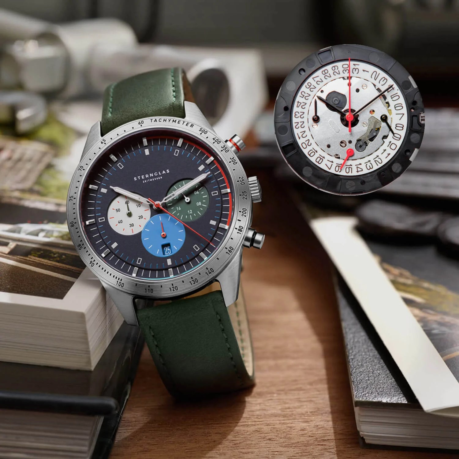 Tachymeter blue sternglas