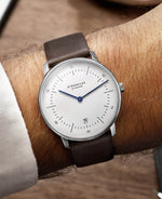 popup|Velvety soft calfskin leather strap|Our "Premium" leather strap comes from a family-owned leather factory in the Bavarian Forest, which has been known for outstanding craftsmanship for decades.