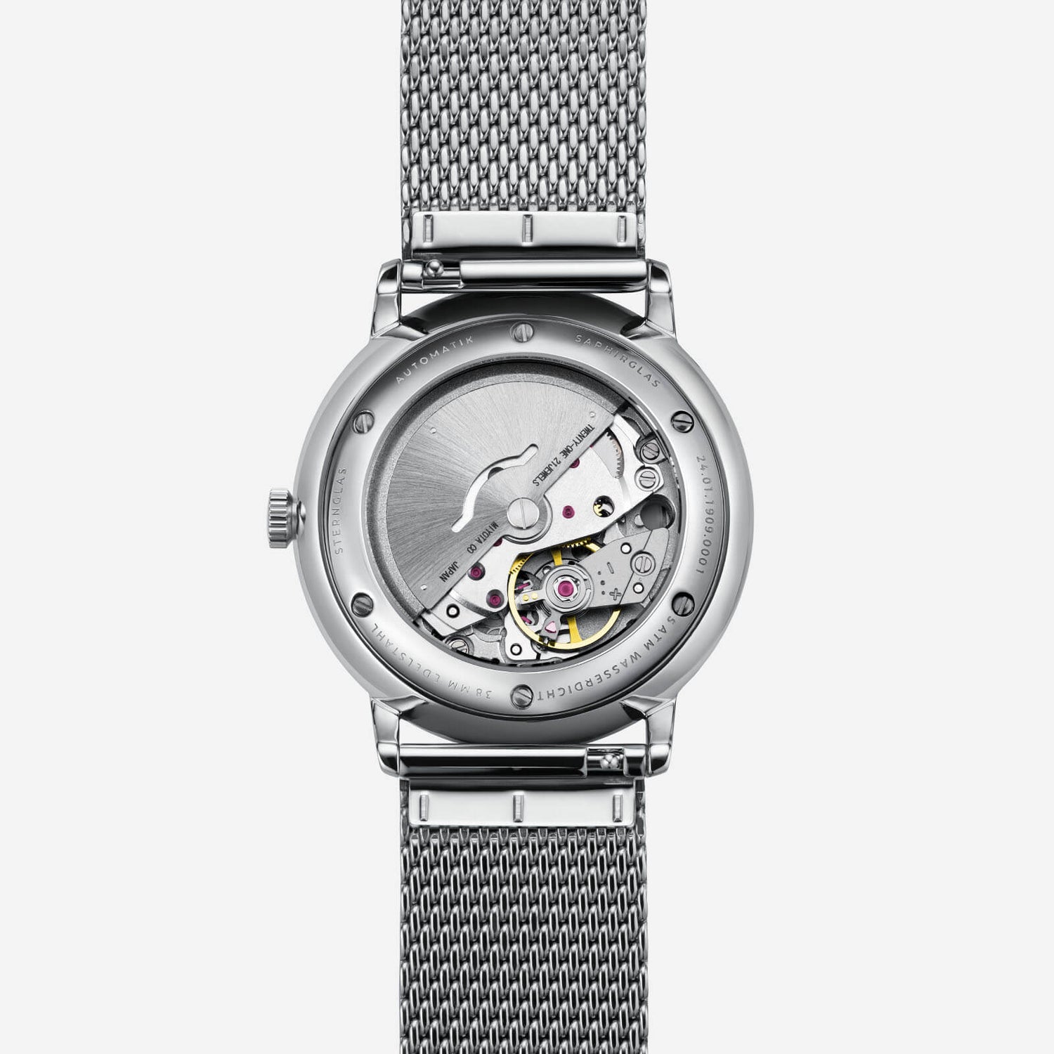 popup|See-through glass caseback|Through the see-through caseback, you can watch the rotor bring the mechanical movement to life by swinging it.